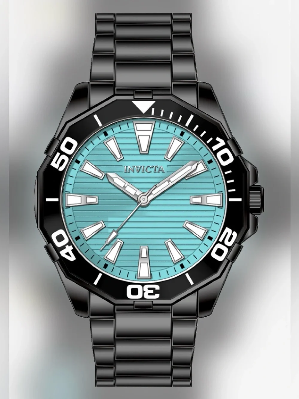 INVICTA Diver Meridian Men 46mm Metal Black Light Blue dial MG68 Quartz
